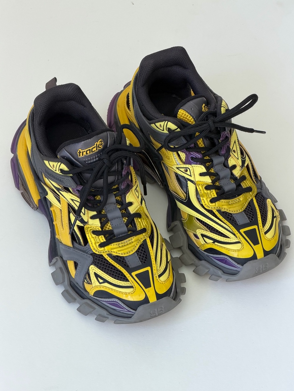 Balenciaga Yellow, Black & Purple Track Sneakers